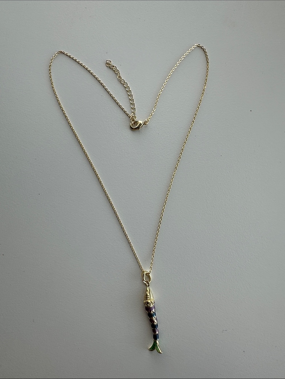 Multi colored Enamel Fish Pendant Necklace